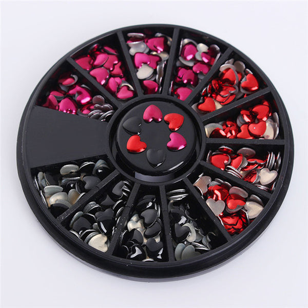 1 Box Colorful Shinning Nail Rhinestones Sharp Flat Bottom Studs 3D Nail Decor Manicure Nail Art Decoration In Wheel
