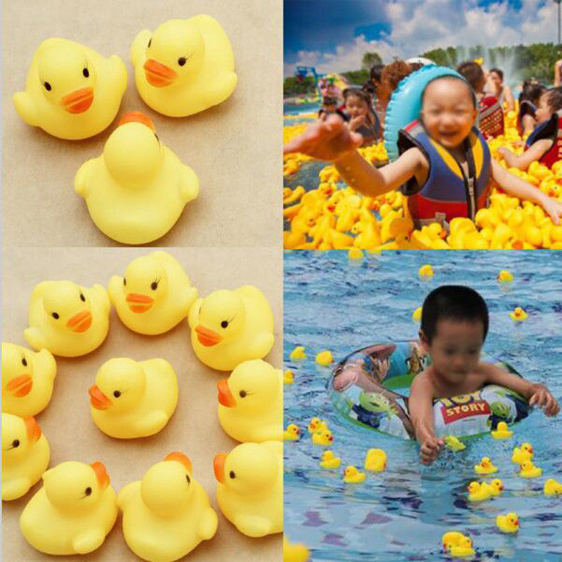 1Pcs Rubber Duck Baby Squeaky Pool Float For Children Latex Yellow Duck Squeeze-sounding Dabbling Water Bath Bathtub Toy