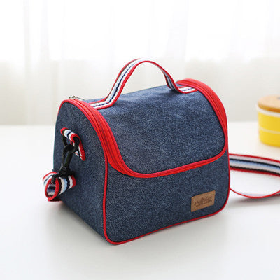 Denim Lunch Bag Kid Bento Box Insulated Pack Picnic Drink Food Thermal Ice Cooler Leisure Accessories Supplies Product