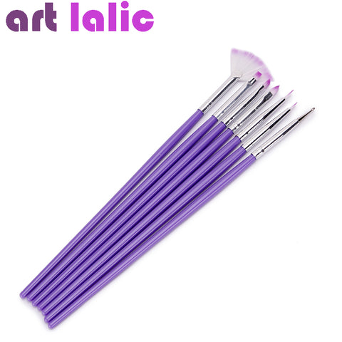 Hot Purple Nail Art Design Brush Manicure For Painting Dotting Tool Brushes Pen Set 7PCS