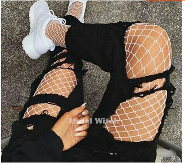 White SEXY women high waist fishnet stocking fishnet club tights panty knitting net pantyhose trouser mesh lingerie TT016 1pcs