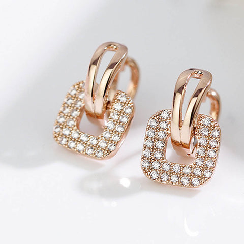 Fashion Silver Gold color Full Crystal Rhinestone Square Stud Earrings For Women Temperament Statement Jewelry Piercing Earring