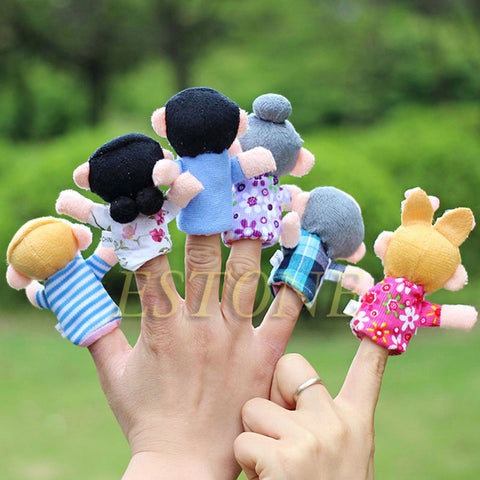 2015 Hot Sales 6x Cartoon Biological Animal Finger Puppet Plush Toys Dolls Child Baby Favor Free shipping