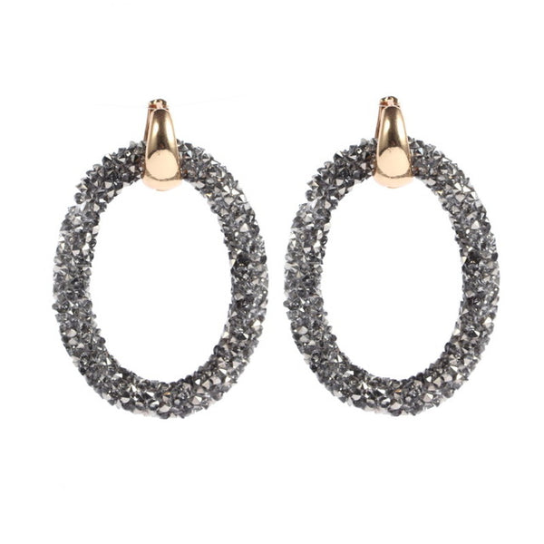 Sehuoran 2017Hotsale artificial crystal earrings for women brincos oorbellen Two kinds of wear law of Copper buckle long earring