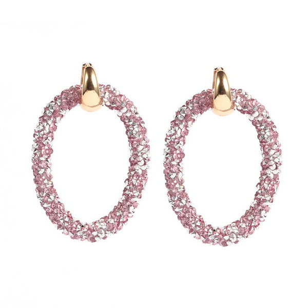 Sehuoran 2017Hotsale artificial crystal earrings for women brincos oorbellen Two kinds of wear law of Copper buckle long earring