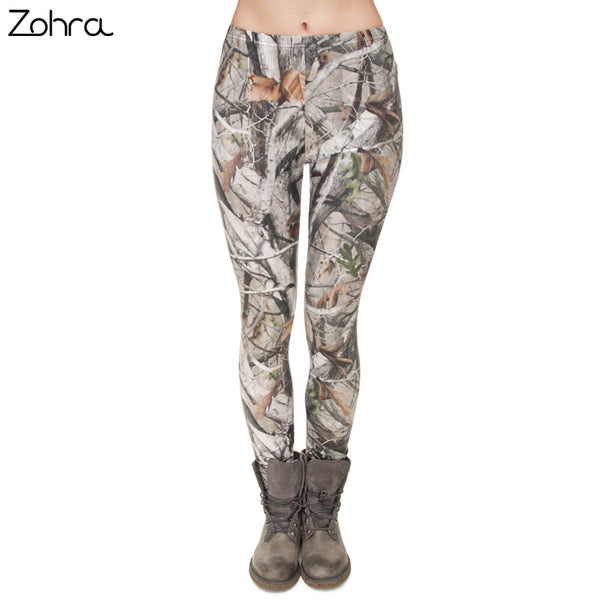 Zohra Brand Fashion Camo Branches 3D Printing High Quality Slim Legging Women Casual Home Leggings Woman Pants
