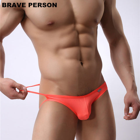 BRAVE PERSON Men's Sexy Briefs Nylon Gay Underwear Men Exposed Buttocks Underwear Briefs Soft Comfortable Jockstrap B1147