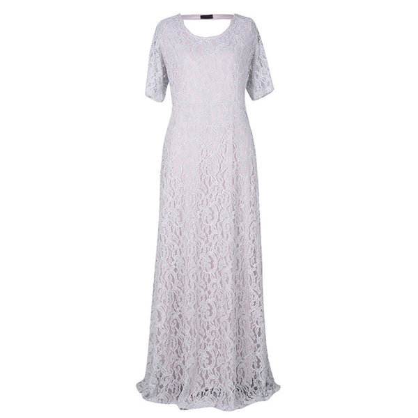 Nemidor Hot Sales Women Elegant Lace Party Dress Plus Size 7XL 8XL 9XL Short Sleeve Floor Length Summer Casual Long Maxi Dress