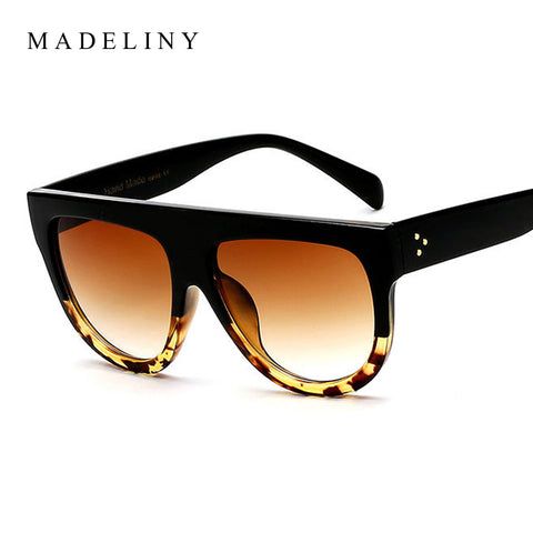 MADELINY New Fashion Sunglasses Women High Quality Acetate Top Flat Shield Shape Sun Glasses Vintage Cat Eye Eyewear MA101
