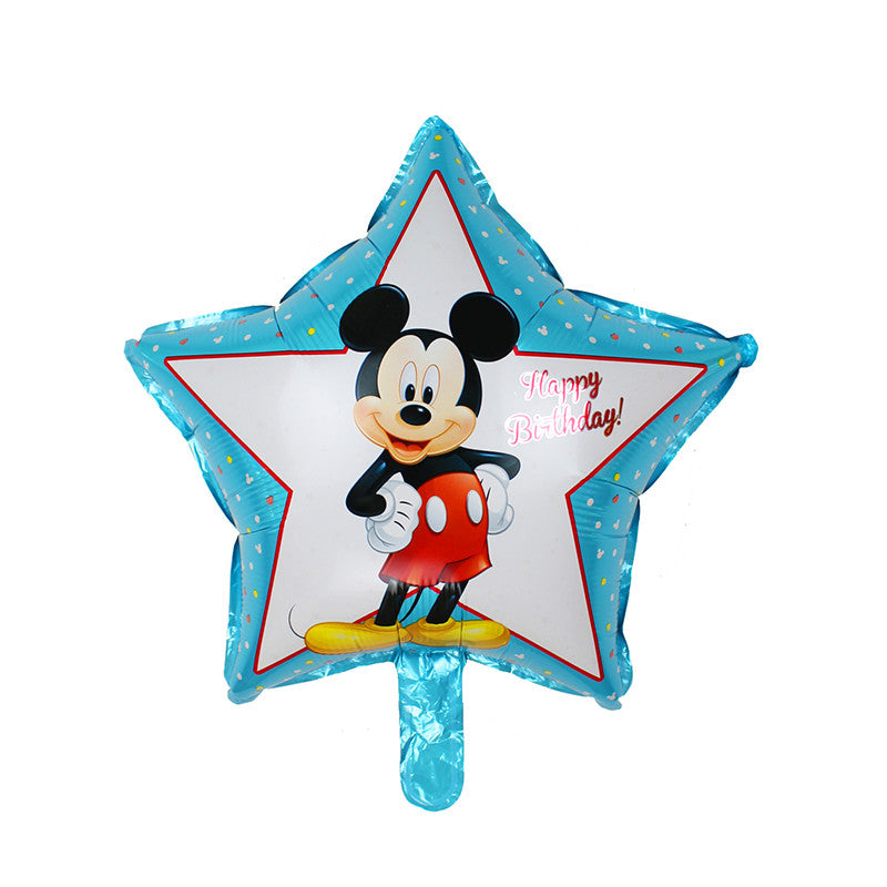 XXPWJ Free Shipping 1pcs / lot Five Star Mickey Birthday Foil Balloons Kids Toys Birthday Party Decoration Helium Balloons