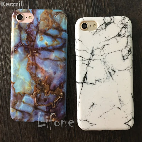 Kerzzil Soft TPU Case For iPhone 6 6S 7 6s 7 Plus 5 SE 5s Glossy Granite Marble Geometry Painted Phone Cover Back For iPhone 7