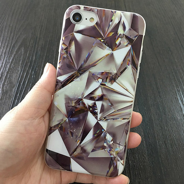 Kerzzil Soft TPU Case For iPhone 6 6S 7 6s 7 Plus 5 SE 5s Glossy Granite Marble Geometry Painted Phone Cover Back For iPhone 7