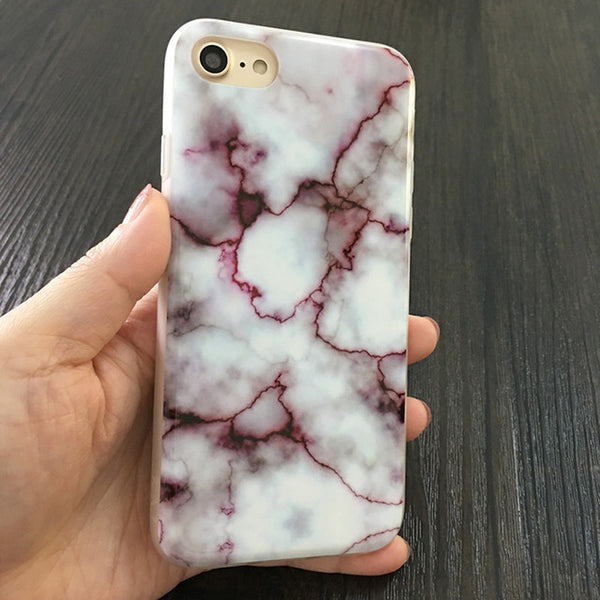 Kerzzil Soft TPU Case For iPhone 6 6S 7 6s 7 Plus 5 SE 5s Glossy Granite Marble Geometry Painted Phone Cover Back For iPhone 7