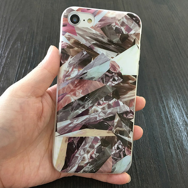 Kerzzil Soft TPU Case For iPhone 6 6S 7 6s 7 Plus 5 SE 5s Glossy Granite Marble Geometry Painted Phone Cover Back For iPhone 7