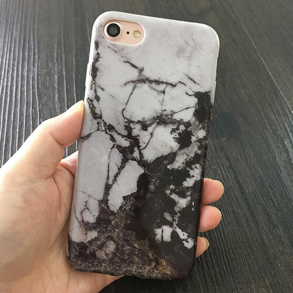 Kerzzil Soft TPU Case For iPhone 6 6S 7 6s 7 Plus 5 SE 5s Glossy Granite Marble Geometry Painted Phone Cover Back For iPhone 7