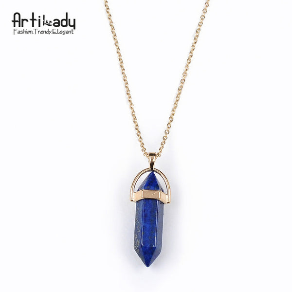 Artilady gold color natural crystal stone pendant necklace fashion opal pendant necklace for women jewelry