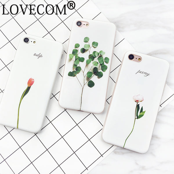 Fashion Floral Painted 3D Leaves Phone Cases for iPhone 7 7 plus 6 6s plus Soft Silicone Flower Back Case Cover Coque Capa