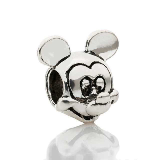 AIFEILI New Fashion Perles Jewelry Silver Color Cute Mickey Minnie Bijoux Beads Fit Diy Pandora Charms Bracelet Wholesale gift