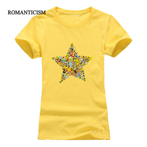 Romanticism 2017 tee shirt women tops summer women t-shirt star printed short sleeve t-shirts brand clothing tops tees