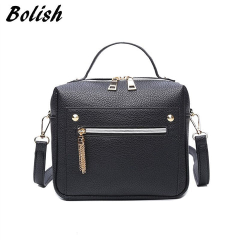 Bolish High Quality PU Leather Women Top-handle Bag Small Women Messenger Bag Girls Shoulder Bag Fashion Women Bags