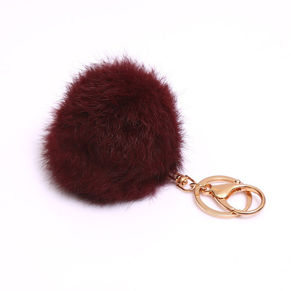 Real Photo Cheaper 8CM Genuine Rabbit Fur Ball Pompons Keychain Gift Gold-color Keyrings Pom Pom Key Chain For Keys Bag Pendant