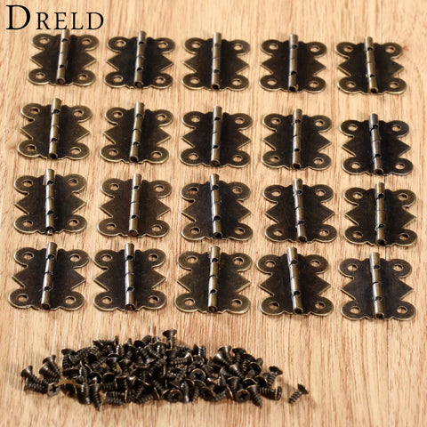 20Pc 25x20mm Antique Bronze Kitchen Cabinet Hinge Furniture Accessories Vintage Jewelry Wooden Box Hinges Fittings for Furniture