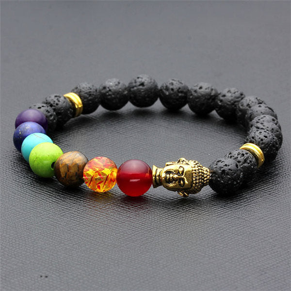 Ayliss 8mm White Stone Black Lava Beads 7 Chakra Healing Balance Buddha bouddha Bracelet Yoga Reiki Prayer Bijoux Mother's Day
