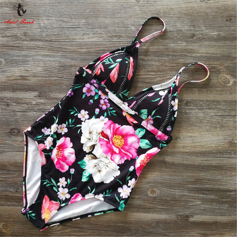 Ariel Sarah 2017 Halter One Piece Swimsuit Swimwear Women Sexy Monokini Floral Maillot De Bain Femme Bathing Suit Wome Q067