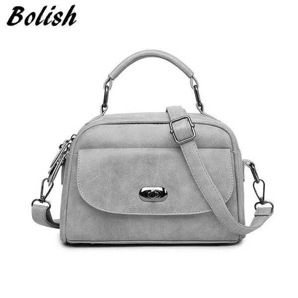 Bolish High Quality Numbuck Leather Women Top-Handle bag Fashion lock Women Shoulder Bag Shell Stlye Women Bag