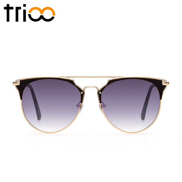 TRIOO Mirror Rose Gold Sunglasses Women Round Luxury Brand Female Sun Glasses For Women 2017 Fashion Oculos Star Style Shades