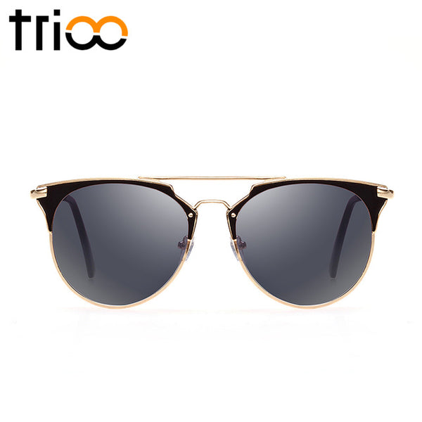 TRIOO Mirror Rose Gold Sunglasses Women Round Luxury Brand Female Sun Glasses For Women 2017 Fashion Oculos Star Style Shades