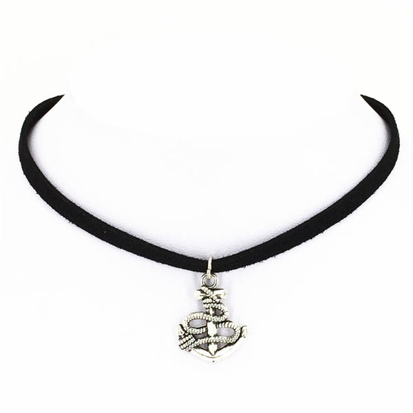 Hot new fashion torques Plain Black Velvet Ribbon statement Alloy Pendant Chokers Necklace women 2016 jewelry Gift free shipping