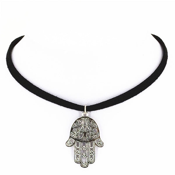 Hot new fashion torques Plain Black Velvet Ribbon statement Alloy Pendant Chokers Necklace women 2016 jewelry Gift free shipping