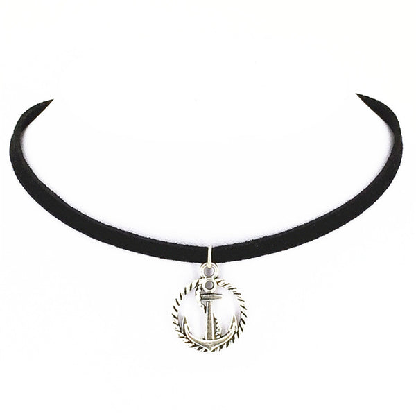Hot new fashion torques Plain Black Velvet Ribbon statement Alloy Pendant Chokers Necklace women 2016 jewelry Gift free shipping