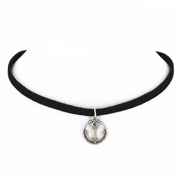Hot new fashion torques Plain Black Velvet Ribbon statement Alloy Pendant Chokers Necklace women 2016 jewelry Gift free shipping