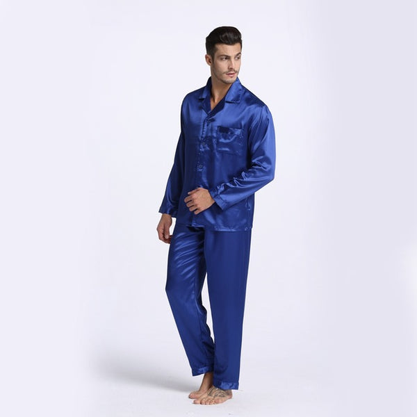 New Arrival Men's Stain Silk Pajamas Set Modern Style Silk Nightgown Men Satin Sleepwear Soft Cozy For Sleep Free Shipping
