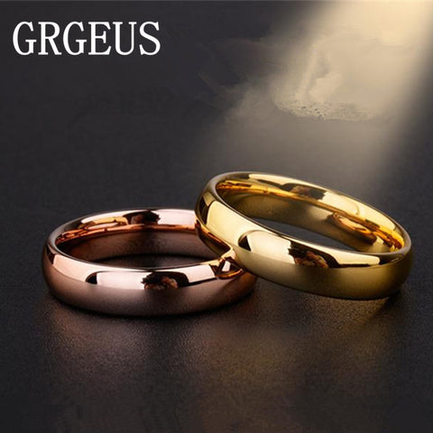 6mm Titanium Band Wedding Ring Solid fashion Rose gold ring glossy 316L stainless steel ring for women men Valentine's Day