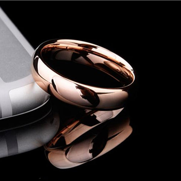 6mm Titanium Band Wedding Ring Solid fashion Rose gold ring glossy 316L stainless steel ring for women men Valentine's Day