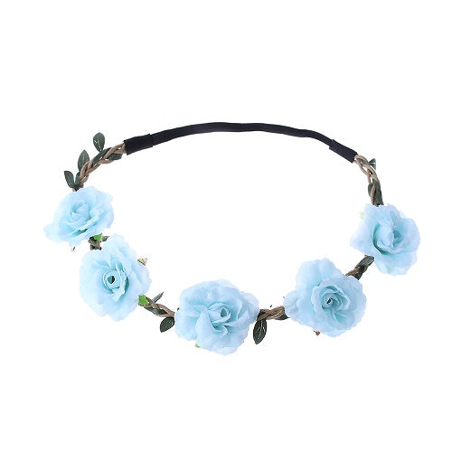 1 PC Bohemian Rose Flowers Hair Band Wedding Bride Floral Garland Summer Flower Headband Crown Wreath Tiara Hair Accessories