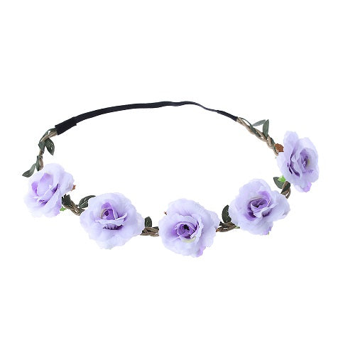 1 PC Bohemian Rose Flowers Hair Band Wedding Bride Floral Garland Summer Flower Headband Crown Wreath Tiara Hair Accessories