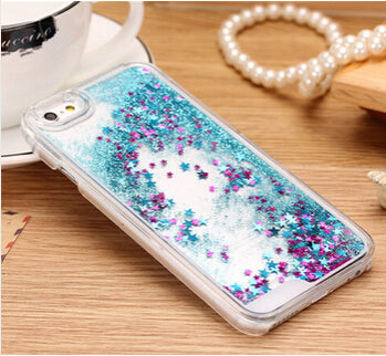 LOVECOM For iPhone 6 6S 7 Plus 4 4S 5 5S SE 5C Phone Cases Glitter Stars Dynamic Liquid Quicksand PC Hard Back Cover Capa Shell