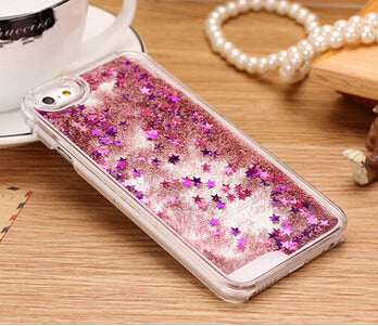 LOVECOM For iPhone 6 6S 7 Plus 4 4S 5 5S SE 5C Phone Cases Glitter Stars Dynamic Liquid Quicksand PC Hard Back Cover Capa Shell