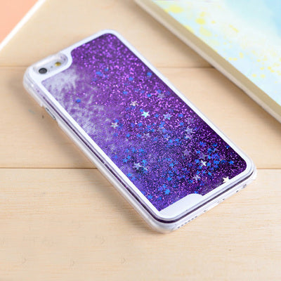 LOVECOM For iPhone 6 6S 7 Plus 4 4S 5 5S SE 5C Phone Cases Glitter Stars Dynamic Liquid Quicksand PC Hard Back Cover Capa Shell