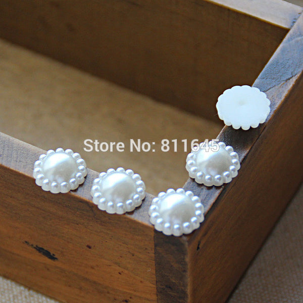 50pcs/lot 12mm Mix Color Flower Shape Imitation Half Round Pearl Flatback Beads for Scrapbook DIY Decoration