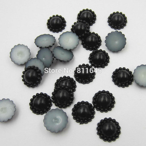 50pcs/lot 12mm Mix Color Flower Shape Imitation Half Round Pearl Flatback Beads for Scrapbook DIY Decoration