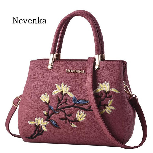 Nevenka Women Bag Zipper Embroidery Handbag Flower Bag Floral Tote Ladies Evening Strap Bags Colorful Female Messenger Bags Sac