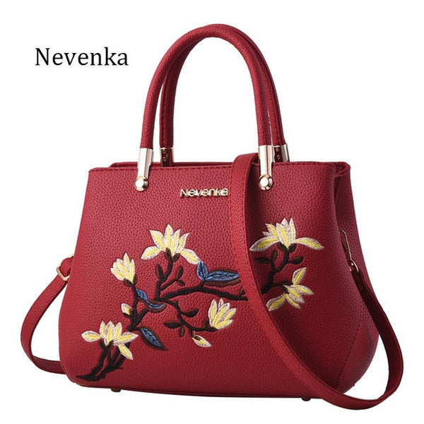 Nevenka Women Bag Zipper Embroidery Handbag Flower Bag Floral Tote Ladies Evening Strap Bags Colorful Female Messenger Bags Sac