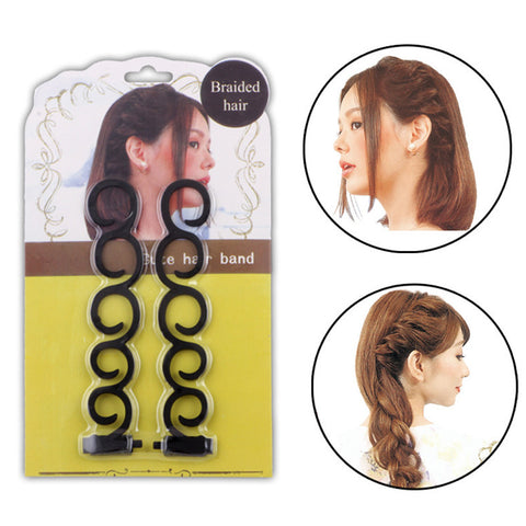 2pcs/set Women Lady French Hair Braiding Tool Braider Roller Hook With Magic Hair Twist Styling Bun Maker Hair Band Accessories