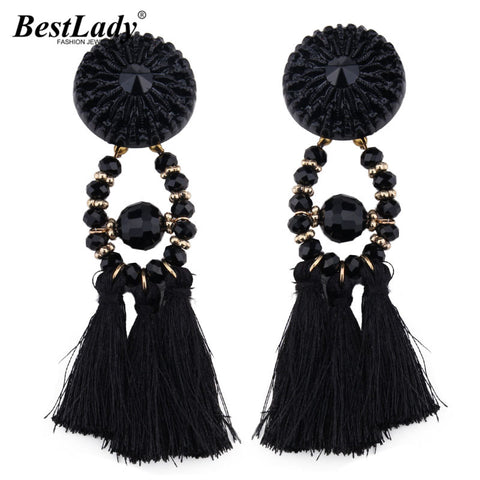 Best lady 2017 New Arrival Beads Long Big Earrings Tassel Wedding Drop Earrings Dangle Women Wholesale Statement Jewelry 4185