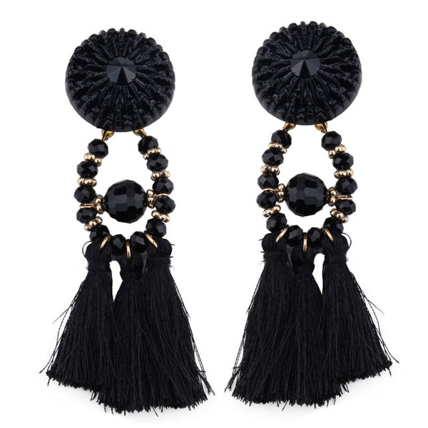 Best lady 2017 New Arrival Beads Long Big Earrings Tassel Wedding Drop Earrings Dangle Women Wholesale Statement Jewelry 4185